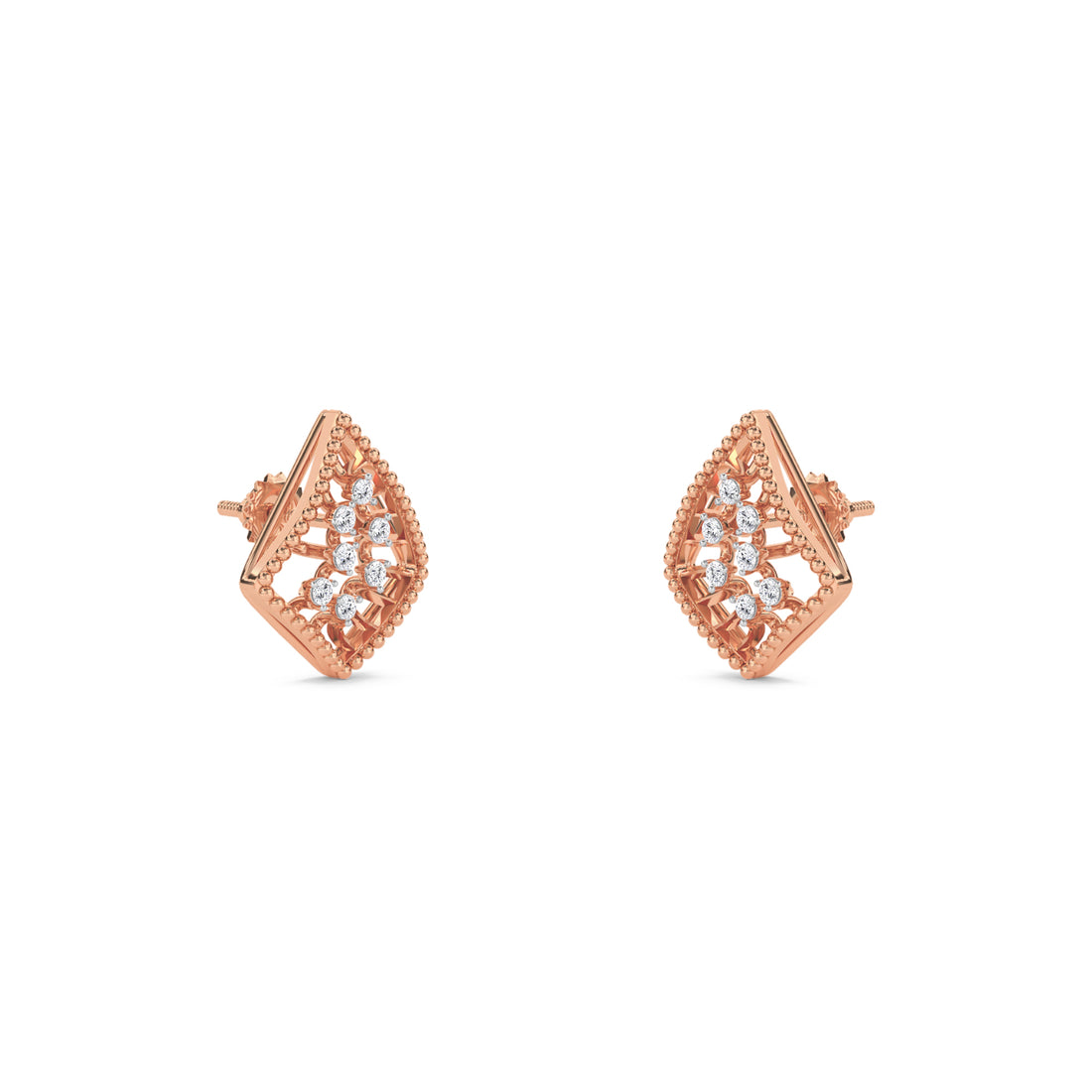 Kite Shape Diamond Grils Studs Earrings