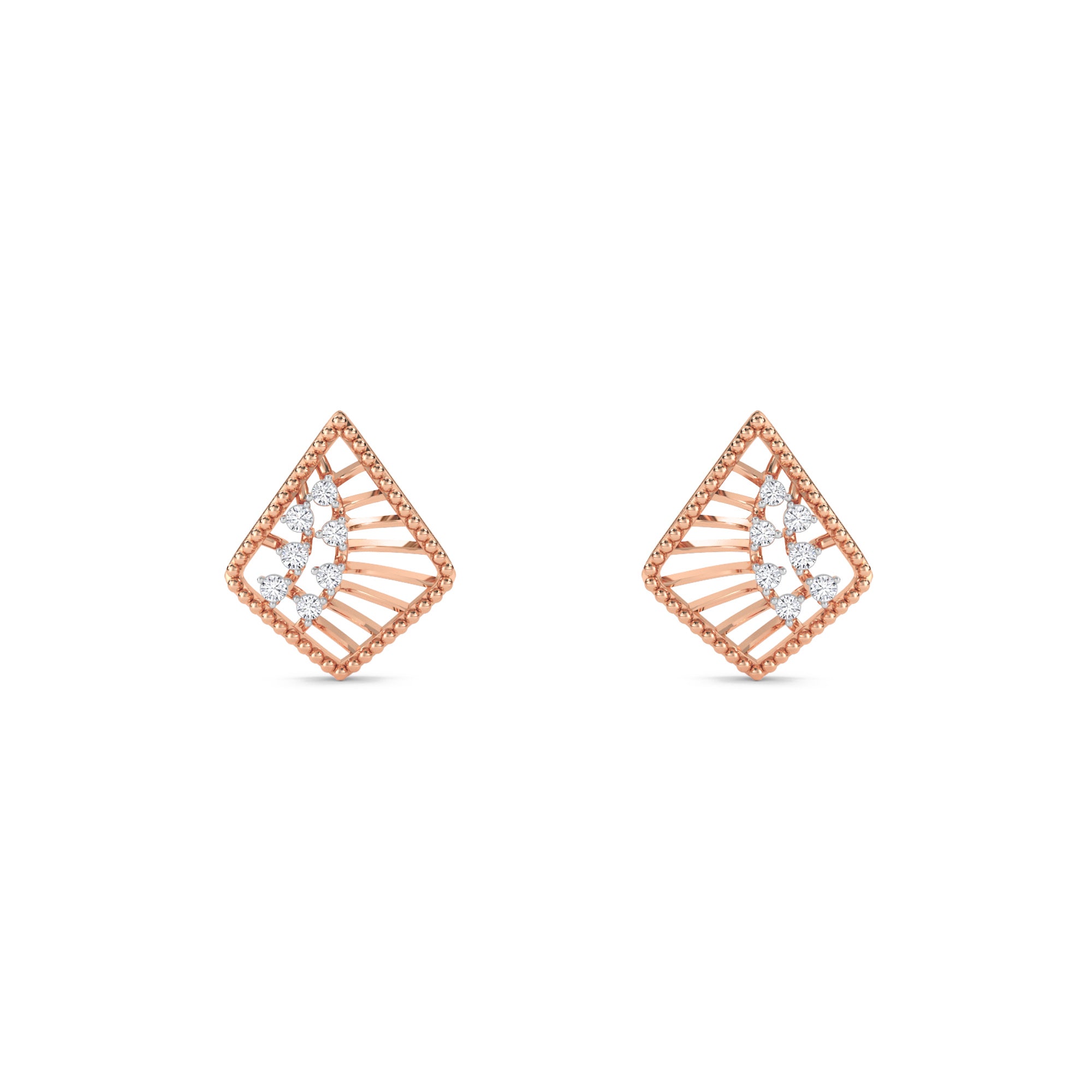 Kite Shape Diamond Grils Studs Earrings