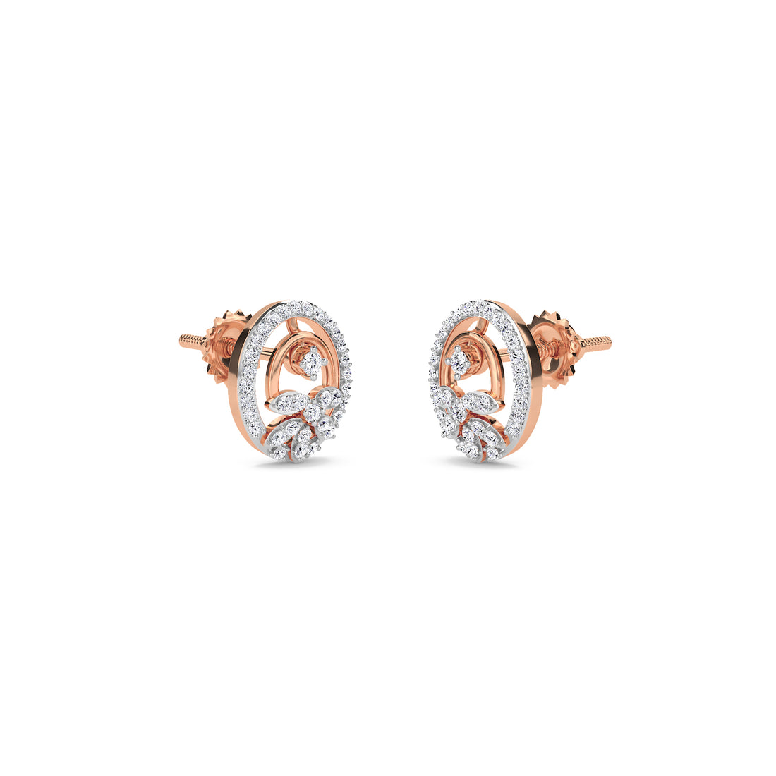 Stylish Round Diamond Swirl Grils Studs