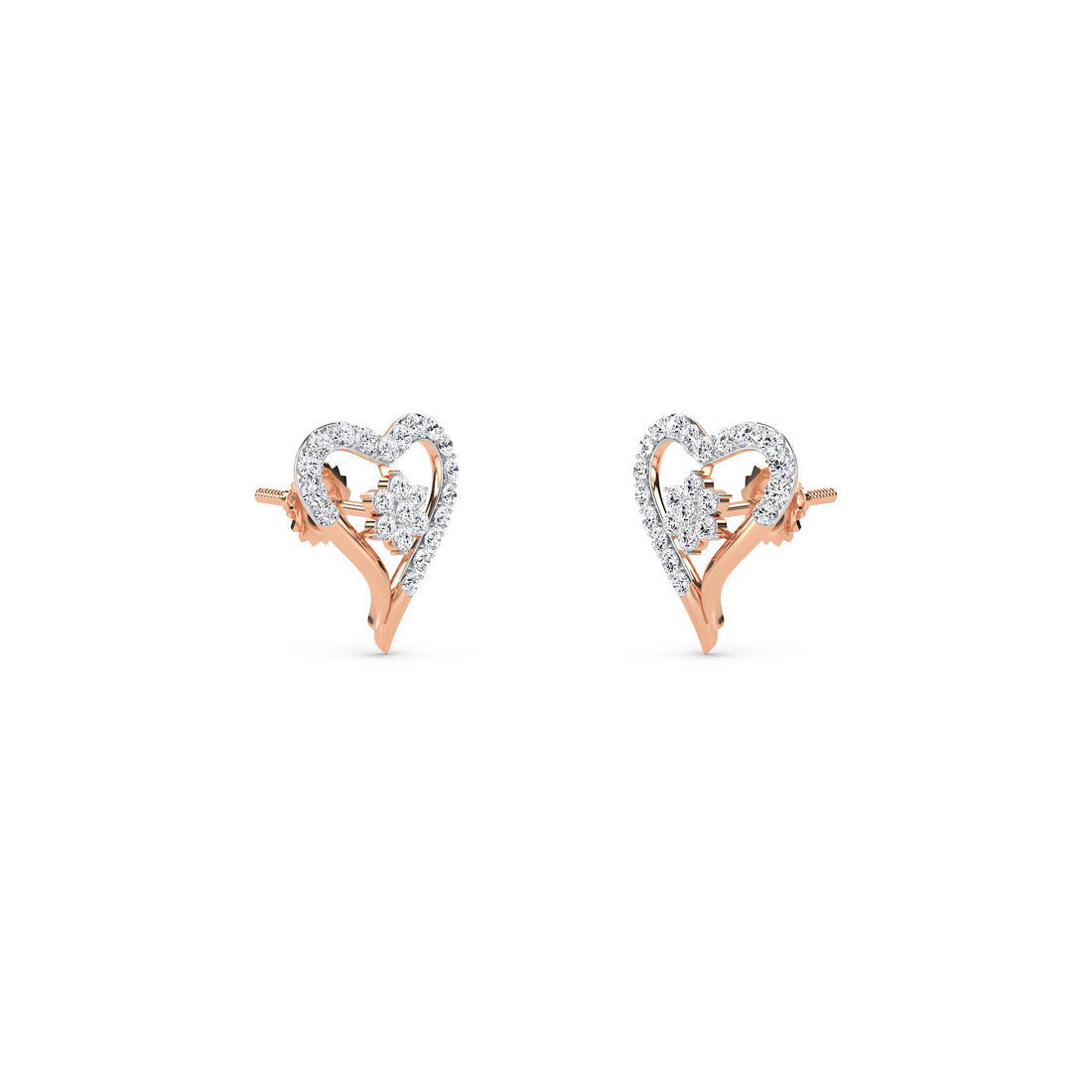 Lovely Herat Shaped Diamond Studs Earrings