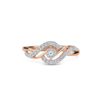 Unique Diamond Rose Gold Swirl Two Tone Ring