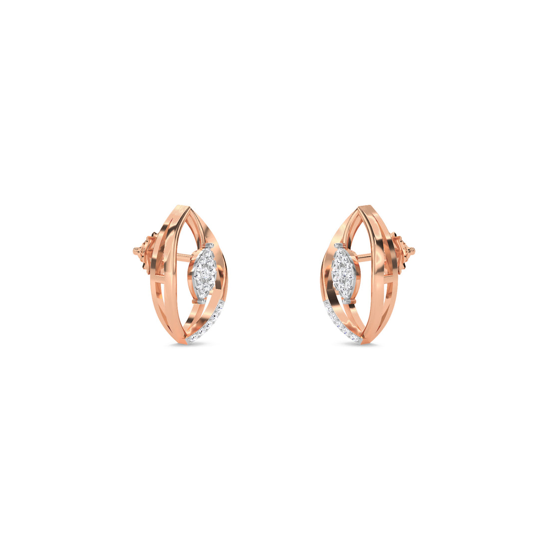 Marquise Shped Leaf Diamond Studs Earrings