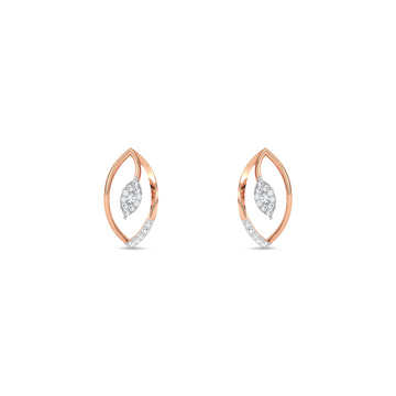 Marquise Shped Leaf Diamond Studs Earrings