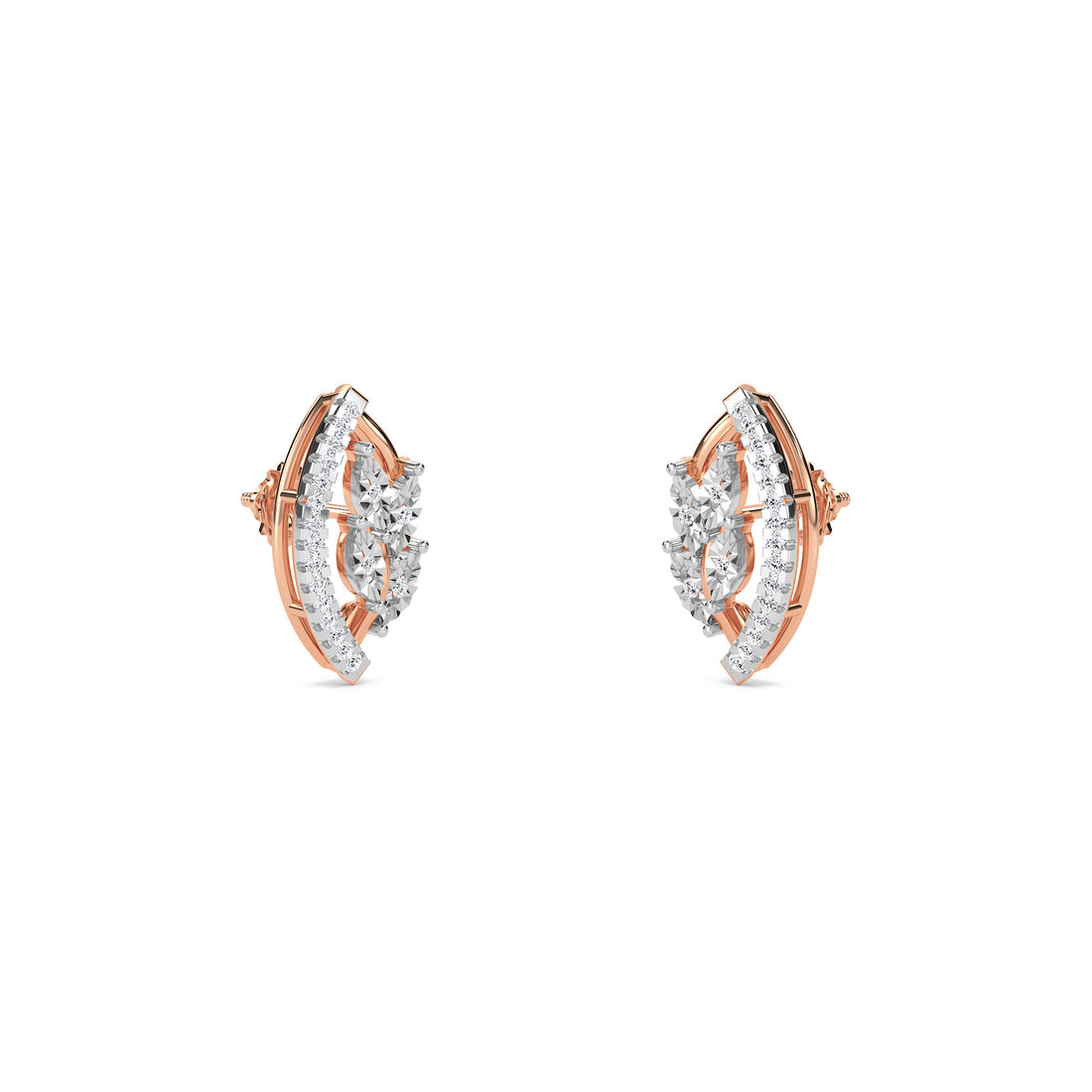 Classic Marquise Shaped Diamond Leaf Studs