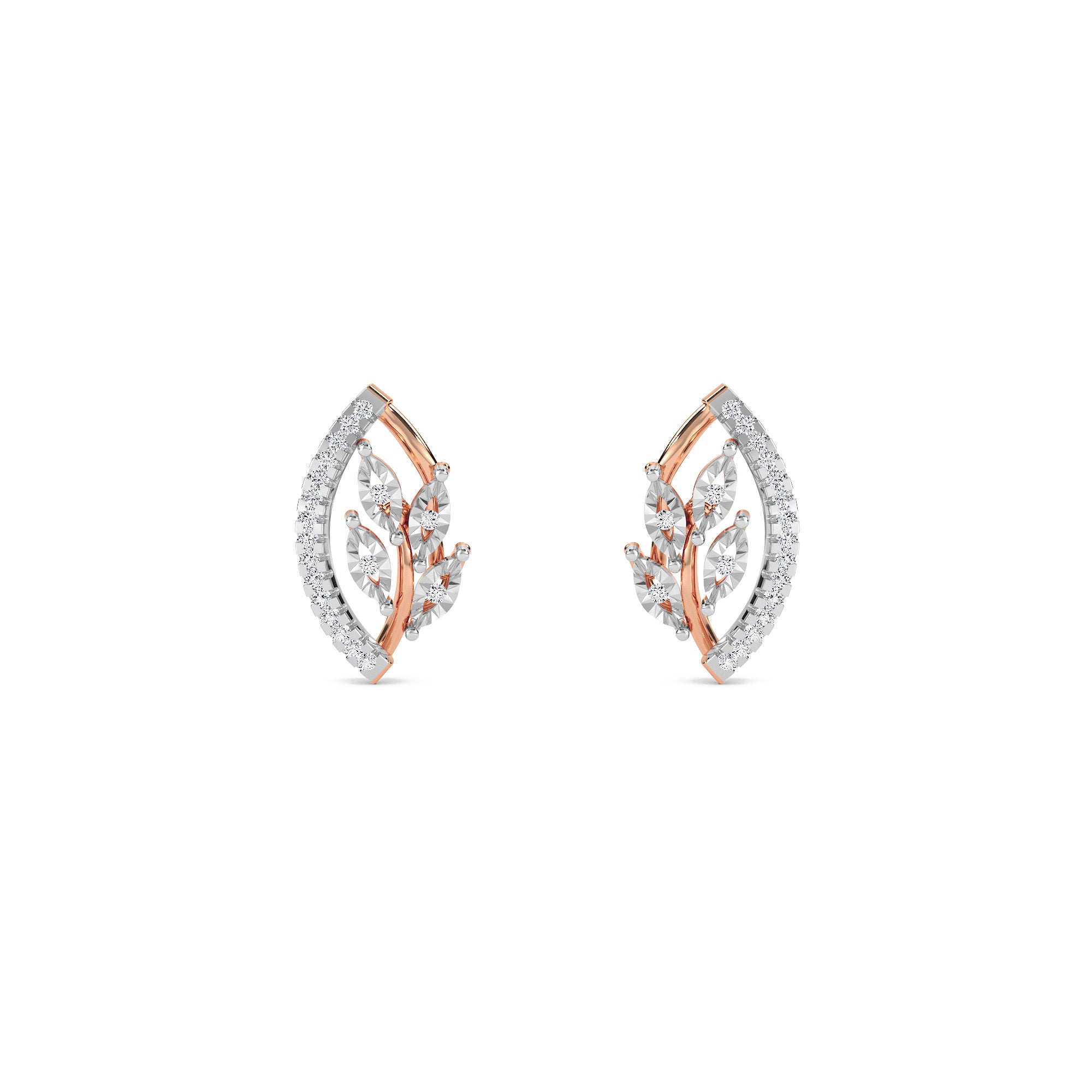 Classic Marquise Shaped Diamond Leaf Studs