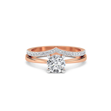 Forever Diamond Solitare Ring Matching Curved Band