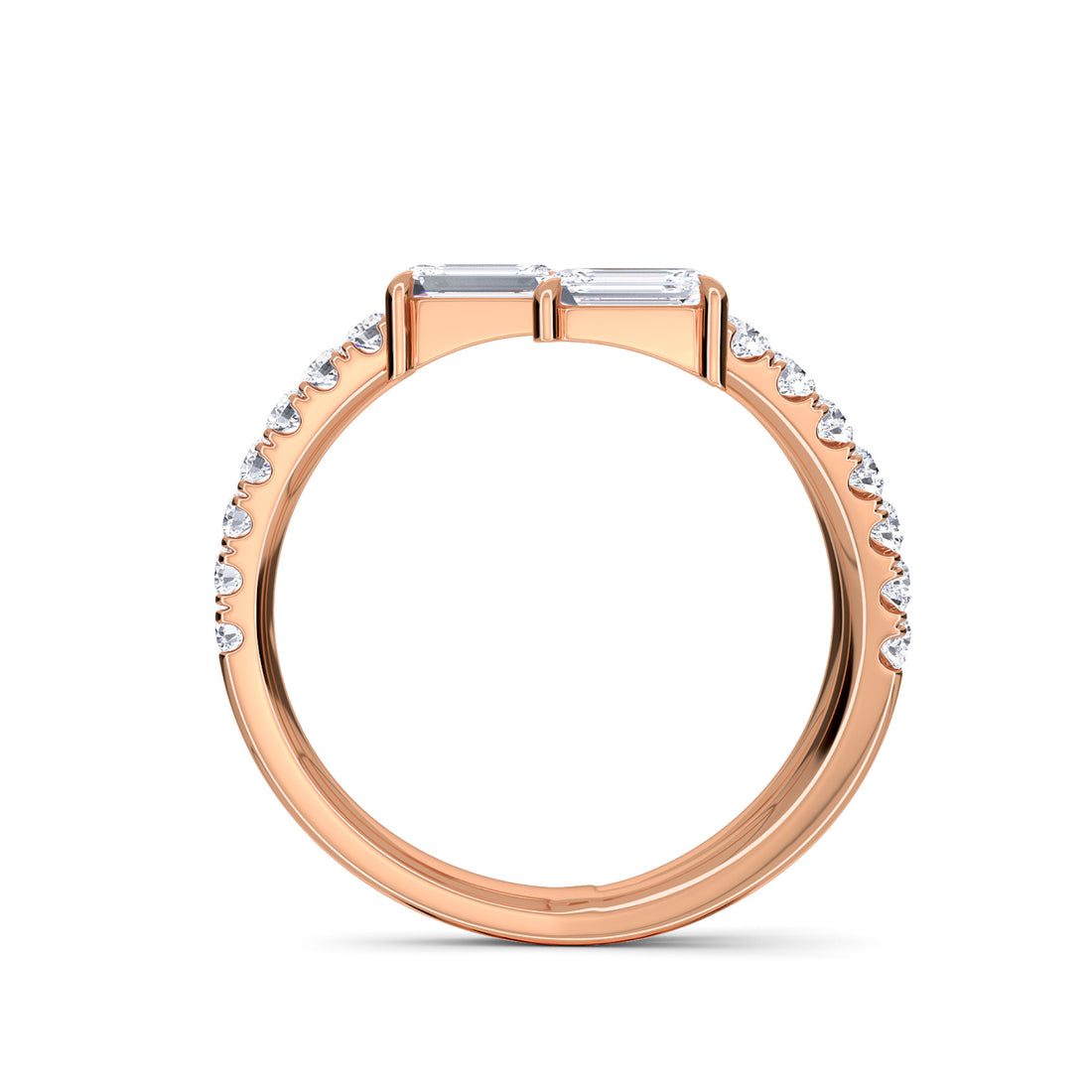 Open Bypass Style Baguette Diamond Dainty Band