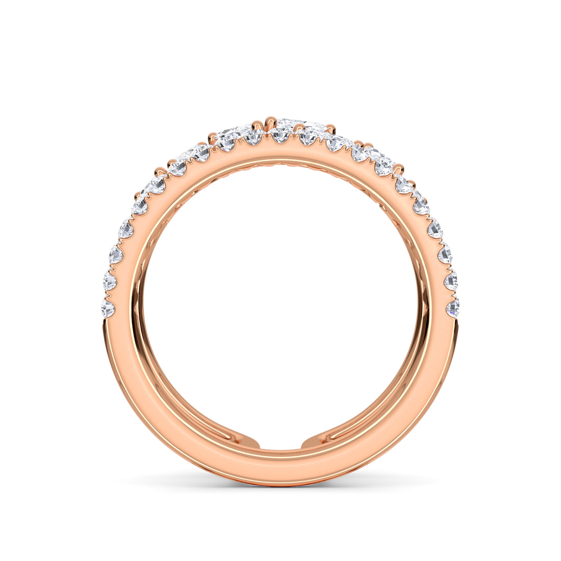 Crown Shape Round & Marquise Lab Grown Diamond Band