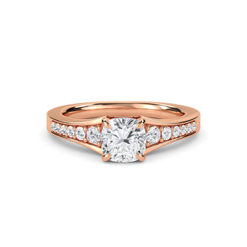 Classic Cushion Diamond Solitaire With Accent Ring