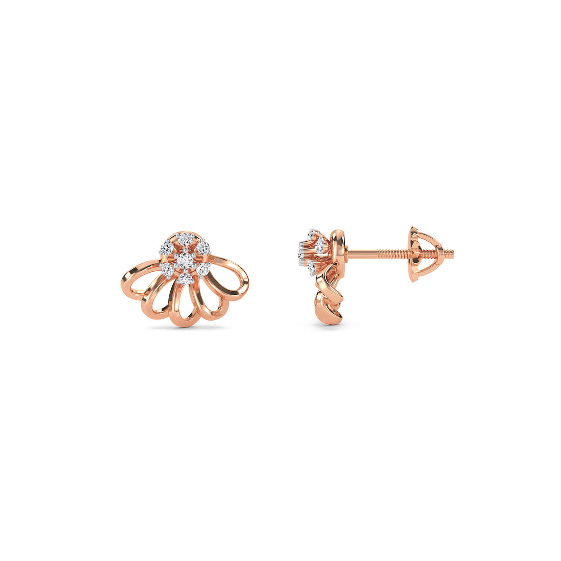 Modern Half Flower Design Studs Earrings