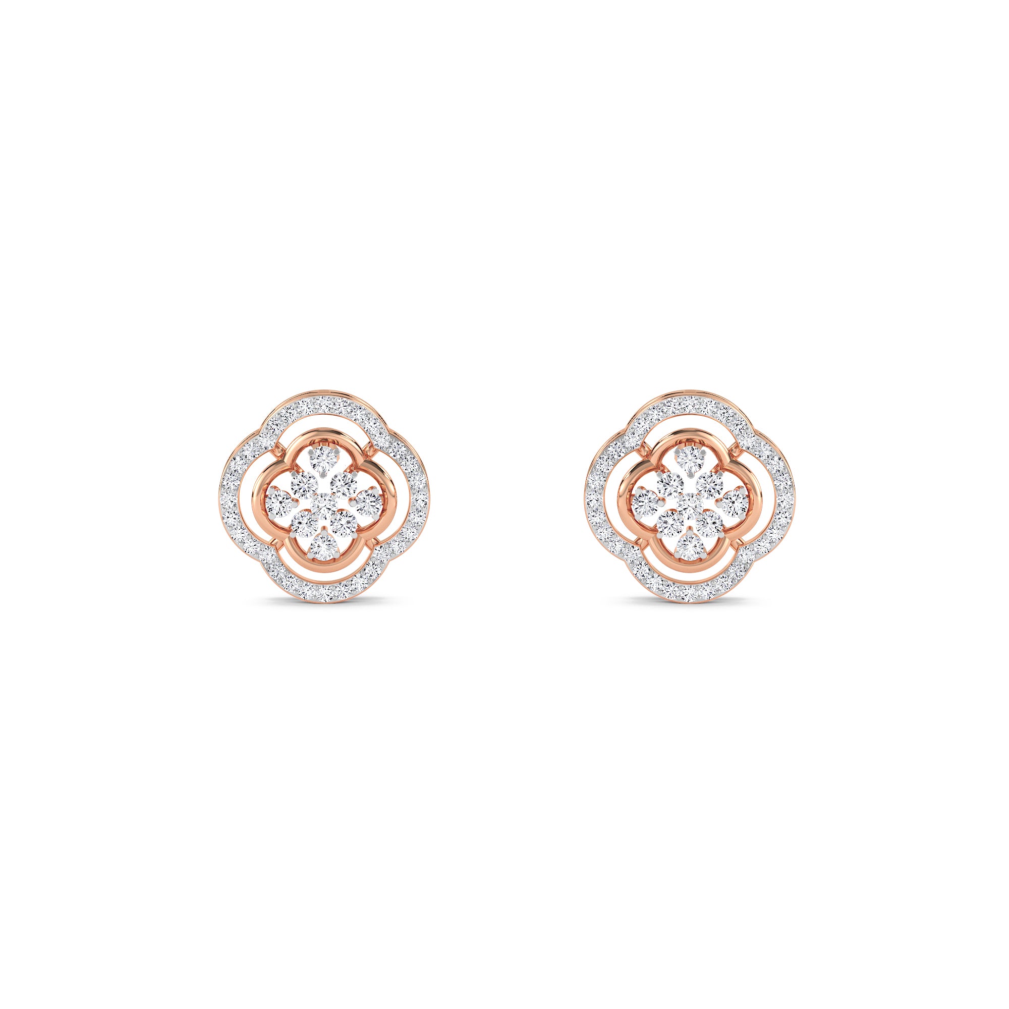 Floral Swag Diamond Studs Earrings