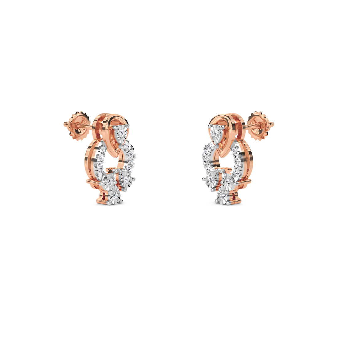 Trendy Two Tone Pear Diamond Studs Earrings