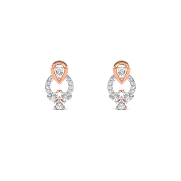 Trendy Two Tone Pear Diamond Studs Earrings