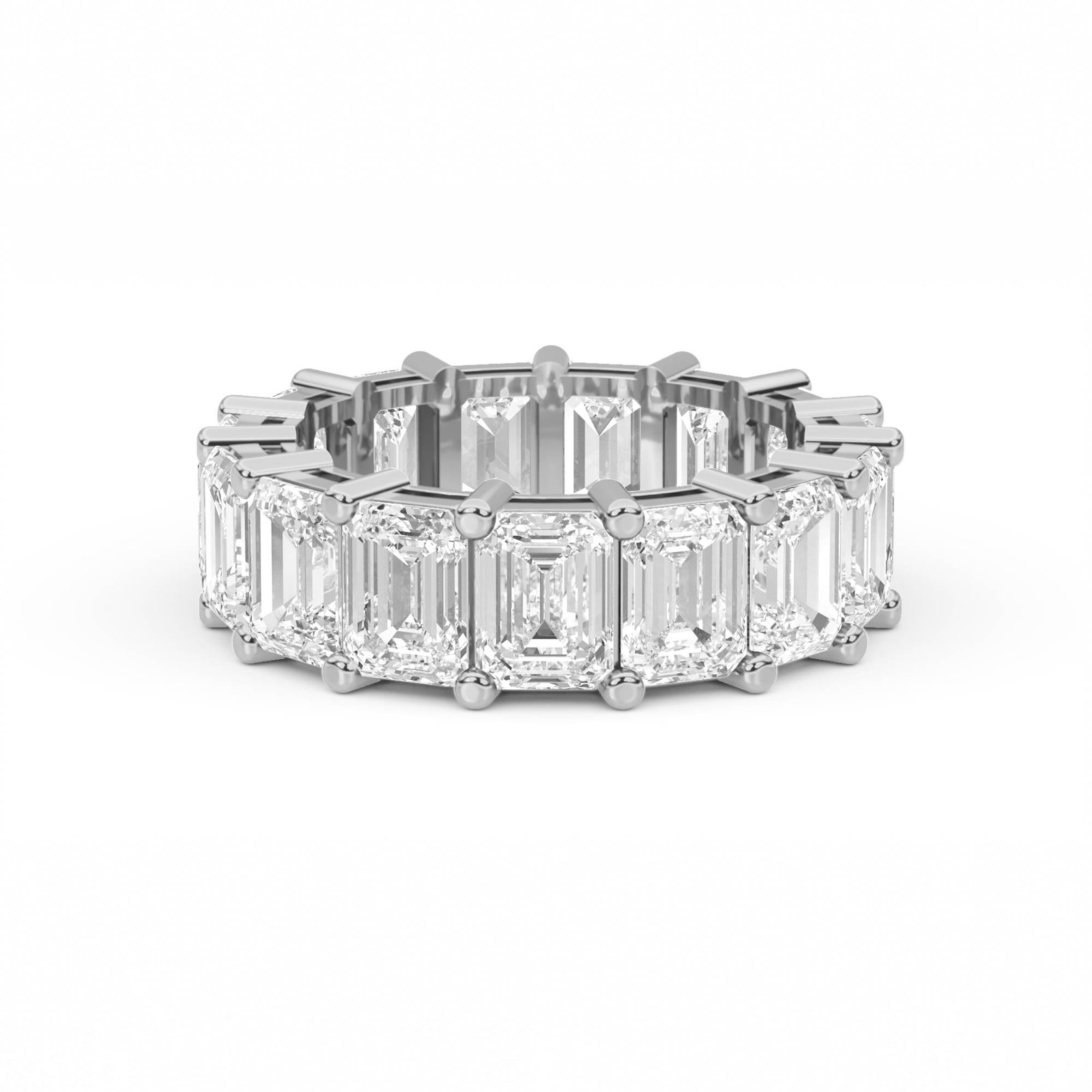 Emerald Cut Diamond Eternity Ring (Silver)