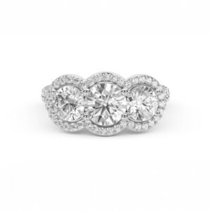 Eterna Trinity Halo Diamond Ring (Silver)