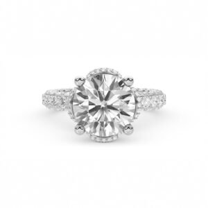 Regal Halo Solitaire Diamond Ring (Silver)