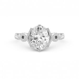 Vintage Oval Halo Diamond Ring (Silver)