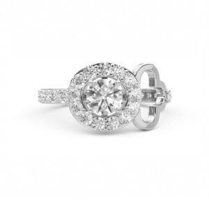Halo Clover Diamond Ring (Silver)