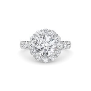 Vintage Style Round Diamond Halo Ring (Silver)