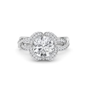 Gleaming Twisted Band Diamond Ring (Silver)