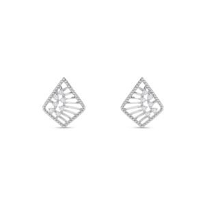 Kite Shape Diamond Girls Studs Earrings (Silver)