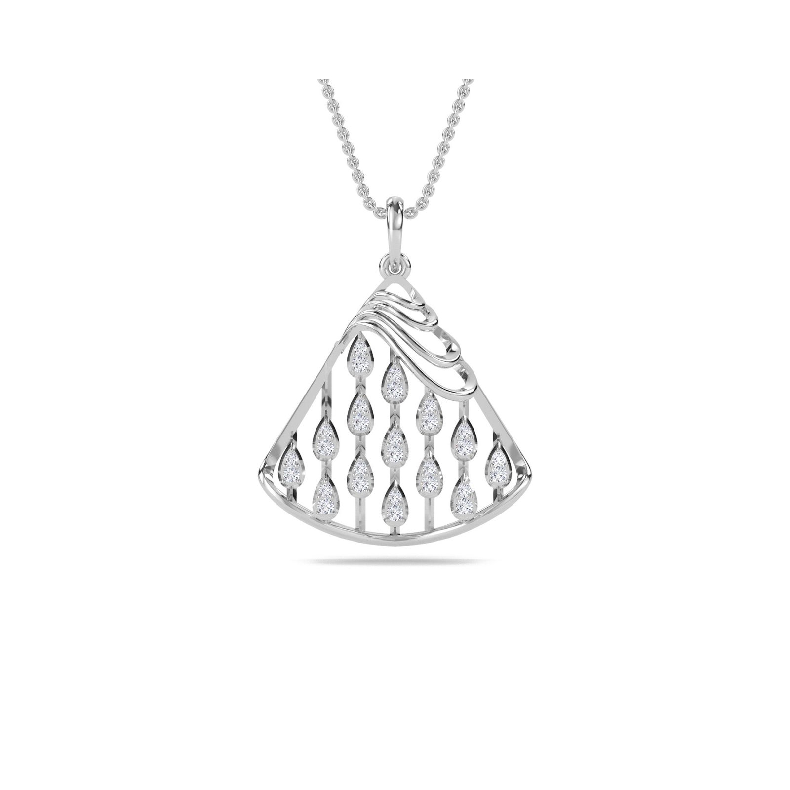 Elegant Triangle Diamond Pendant (Silver)