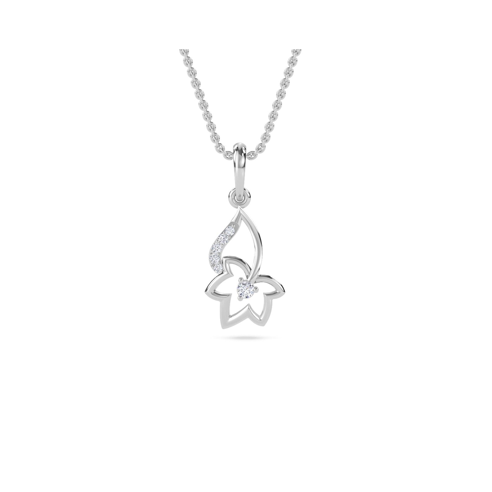 Art Deco Tiny Designer Diamond Pendant (Silver)
