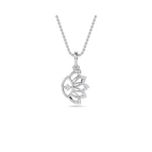 Glazing Half Flower Style Diamond Pendant (Silver)