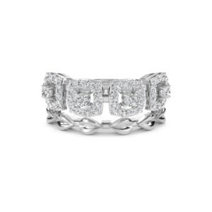 Attractive Lab Grown Diamond Two Row Ring (Silver)