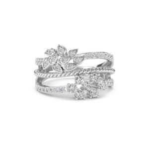 Regal Diamond Cocktail Wedding Ring (Silver)