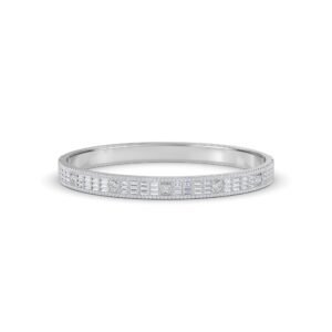 Luxurious Baguette & Round Lab Grown Diamond Men's Bracelet (Silver)