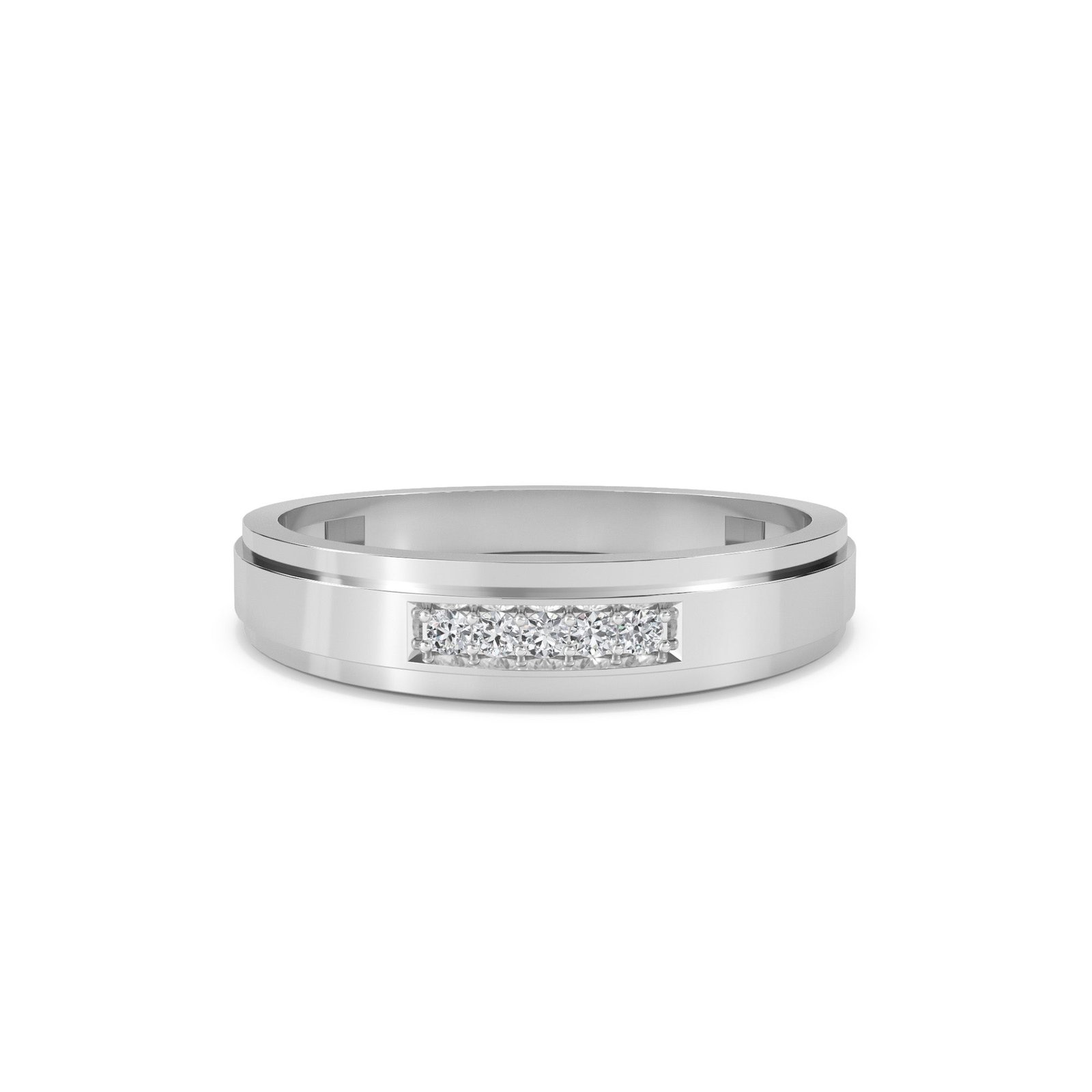 Elegant Round Diamond Mens Ring (Silver)