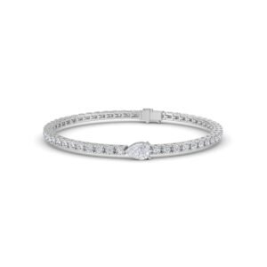 Lavish Pear Cut Lab Grown Diamond Tennis Bracelet (Silver)