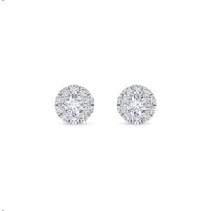 Trendy Round Lab Grown Diamond Halo Stud Earrings (Silver)