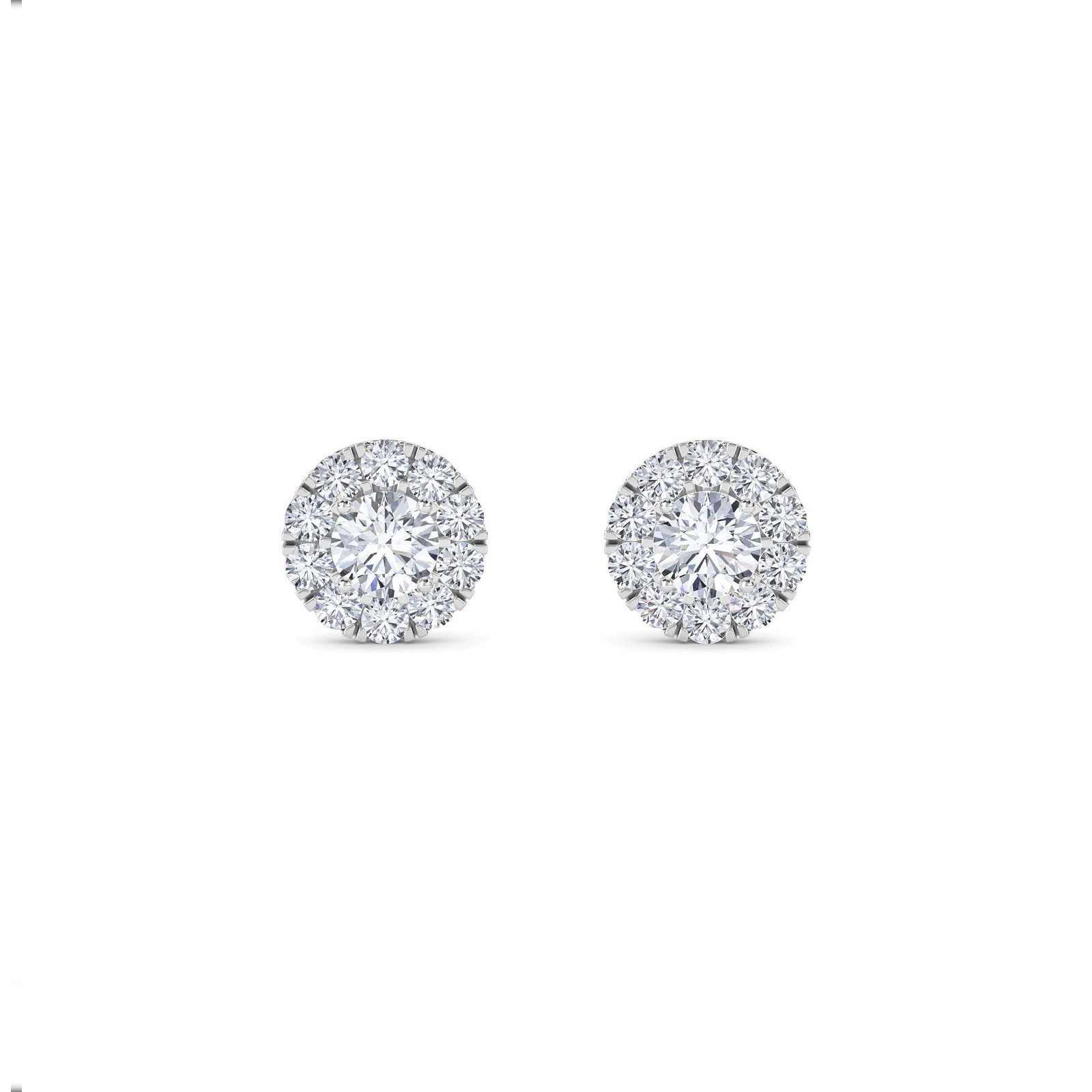 Trendy Round Lab Grown Diamond Halo Stud Earrings (Silver)