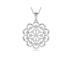 Vintage Sparkling Lab Grown Diamond Floral Pendant (Silver)