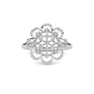 Exquisite Vintage Lab Grown Diamond Flower Ring (Silver)