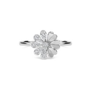 Luxury Flower Style Diamond Ring For Her (Silver)