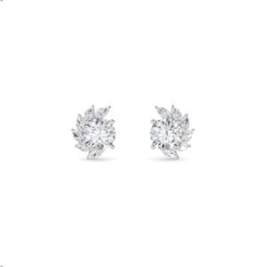 Gardenia Diamond Cluster Stud Earrings (Silver)