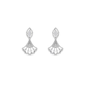 Gleaming Diamond Cluster Dangle Drop Earrings (Silver)