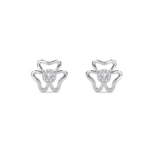 Latest Diamond Flower Style Studs (Silver)