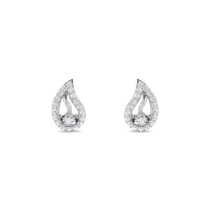 Fancy Leaf Style Diamond Studs (Silver)