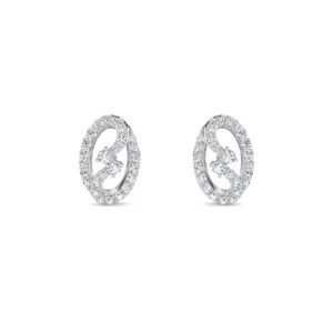Dazzel Oval Shaped Diamond Dainty Studs (Silver)