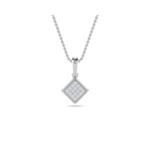 Silver Diamond Cluster Pricess Pendant (Silver)