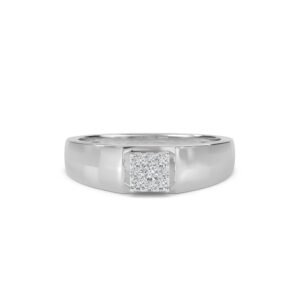 Diamond Cluster Solitaire Mens Ring (Silver)