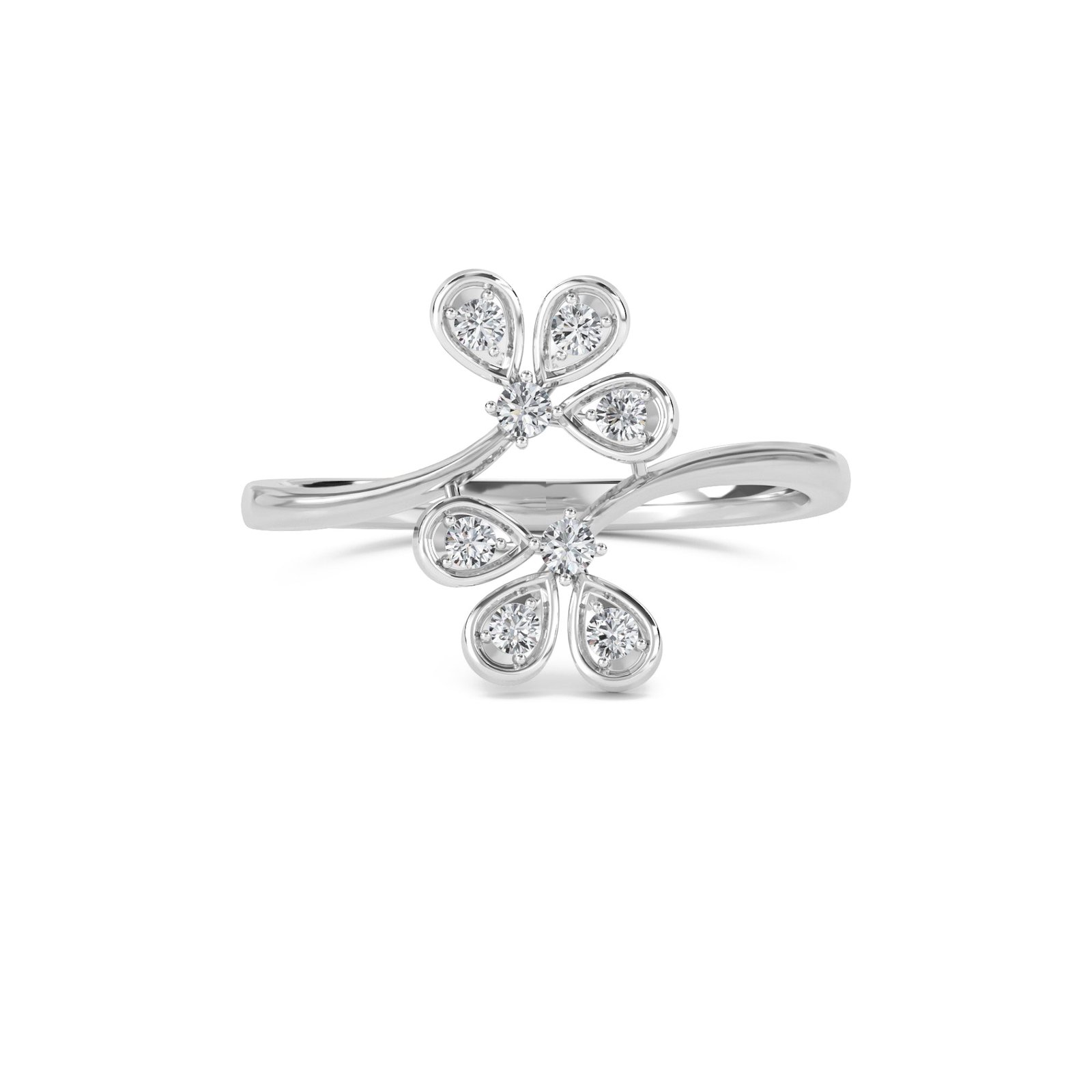 Groovy Diamond Stackable Open Wedding Band (Silver)