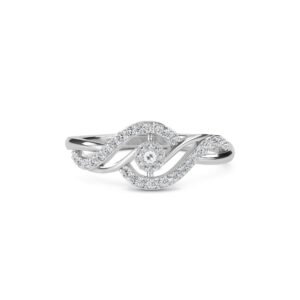 Unique Diamond Silver Swirl Two Tone Ring (Silver)