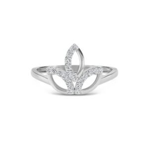 Fashionable Leaf Style Diamond & Silver Ring (Silver)