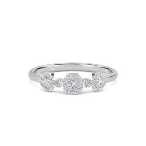 Casual Floret Lab Grown Diamond Dainty Ring (Silver)