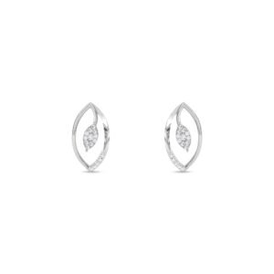 Marquise Shped Leaf Diamond Studs Earrings (Silver)